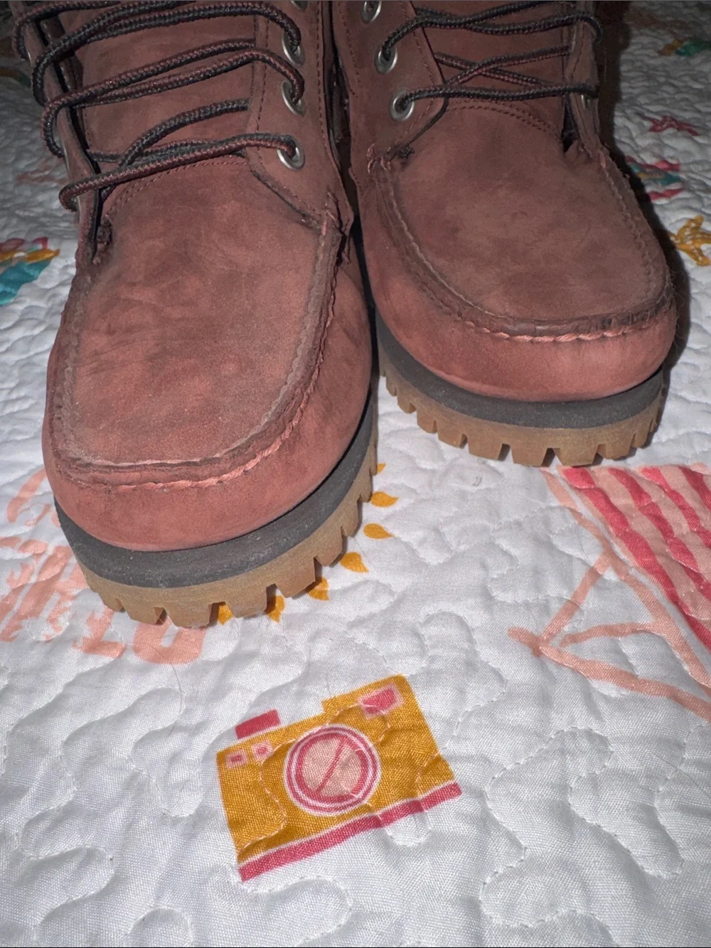 NWOT Timberland Men's Maroon Lace-Up Leather Boots